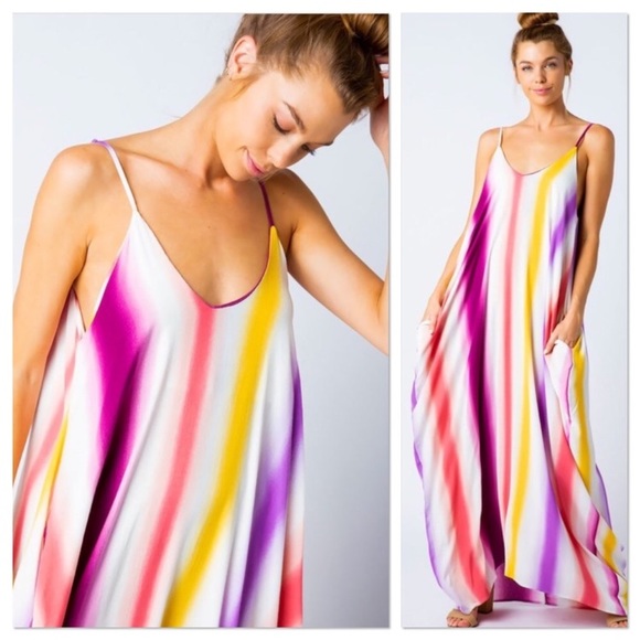 Love in Dresses & Skirts - ✨SOLD✨Purple Multi-Striped Maxi Dress
